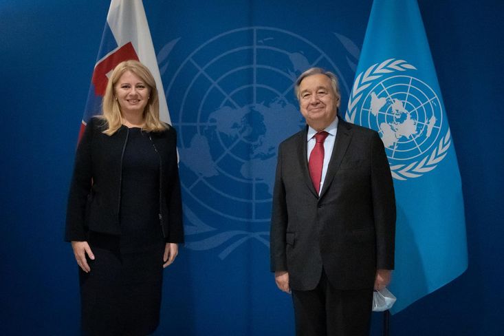 Zuzana Čaputová a generální tajemník OSN António Guterres.
